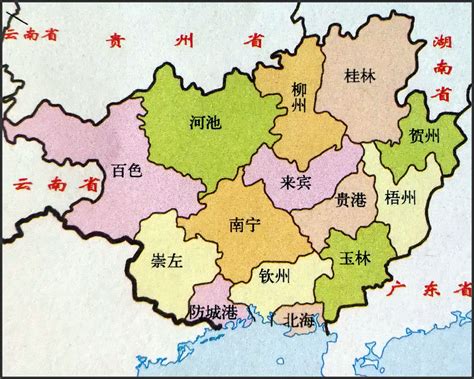 中國廣西地圖